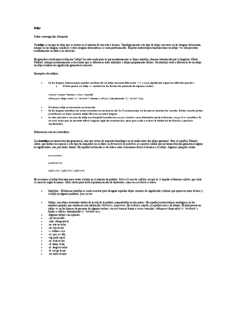 Infijo | PDF | Lingüística | Ciencia cognitiva