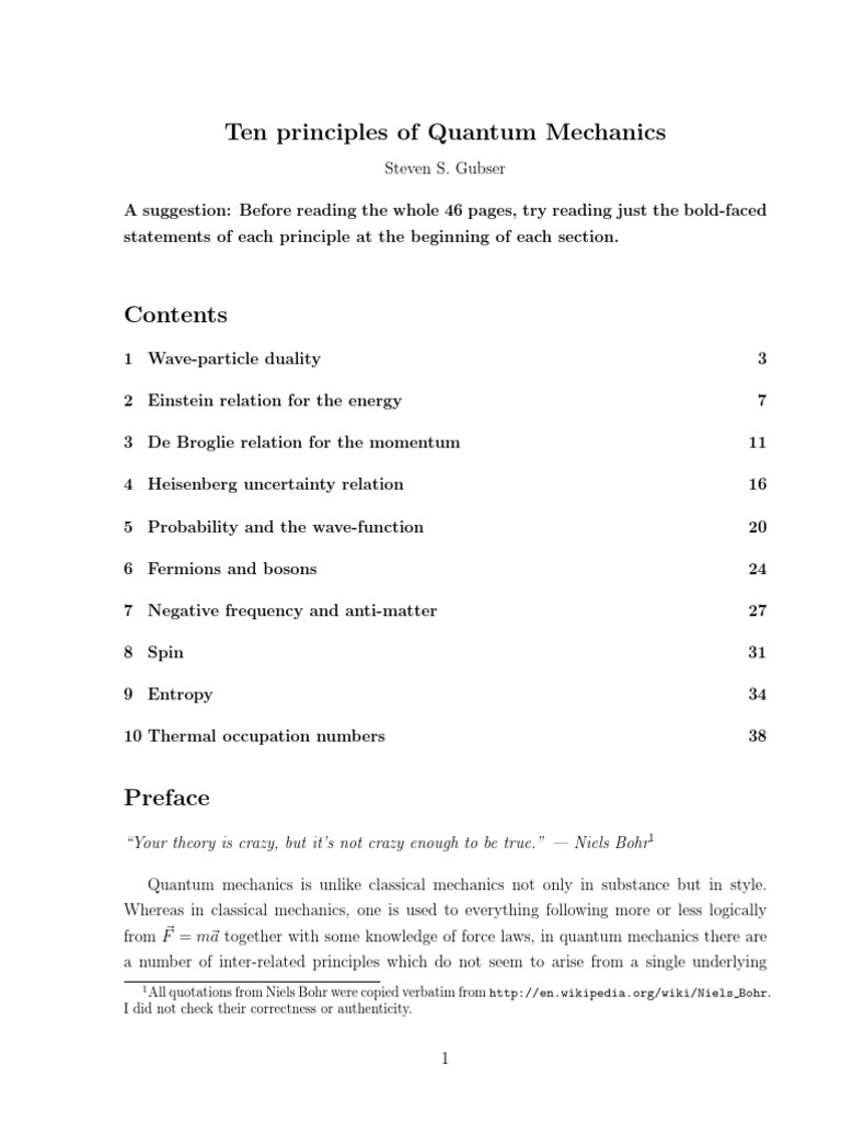 Ten Principles of Quantum Mechanics: I Did Not Check Their Correctness ...