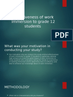 Effectiveness of Work Immersion To Grade 12 Students