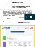 Aprendo en Casa: Comunicado y Programacion 6ta Semana