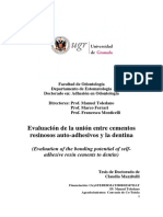 Evaluación de La Unión Entre Cementos Resinosos Auto-Adhesivos y La Dentina