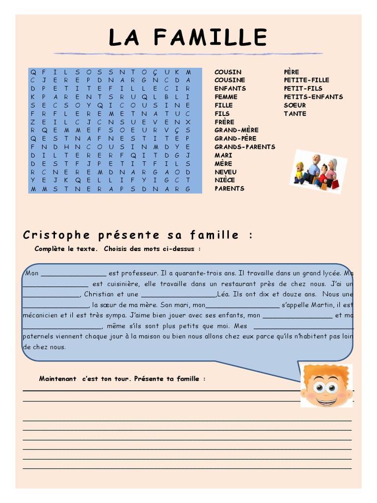 La Famille Feuille Dexercices Fiche Pedagogique Liste De Voca Docx Grand Parent
