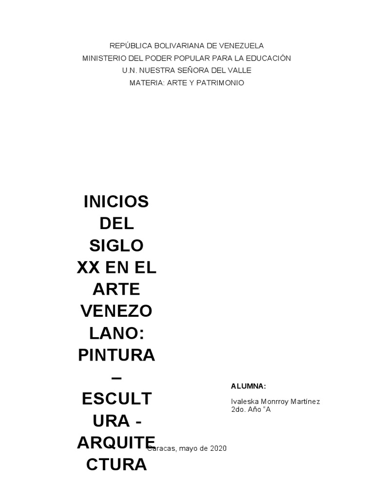 Inicios Del Siglo XX en El Arte Venezolano | PDF | Escultura | Venezuela