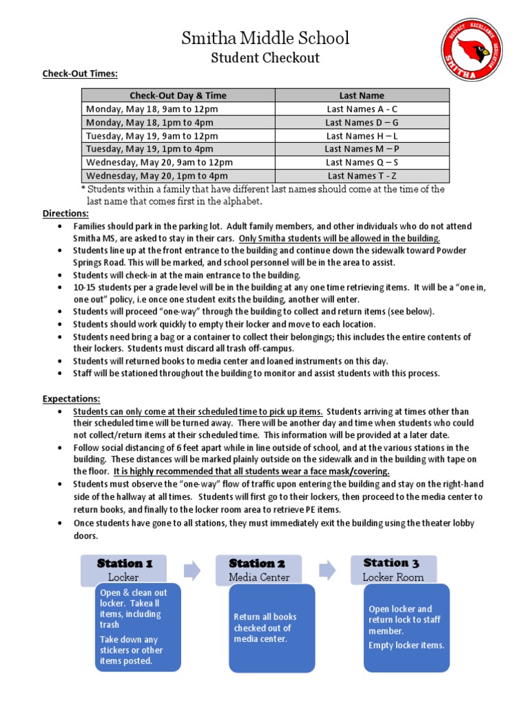 Smitha MS Locker Checkout Instructions | PDF