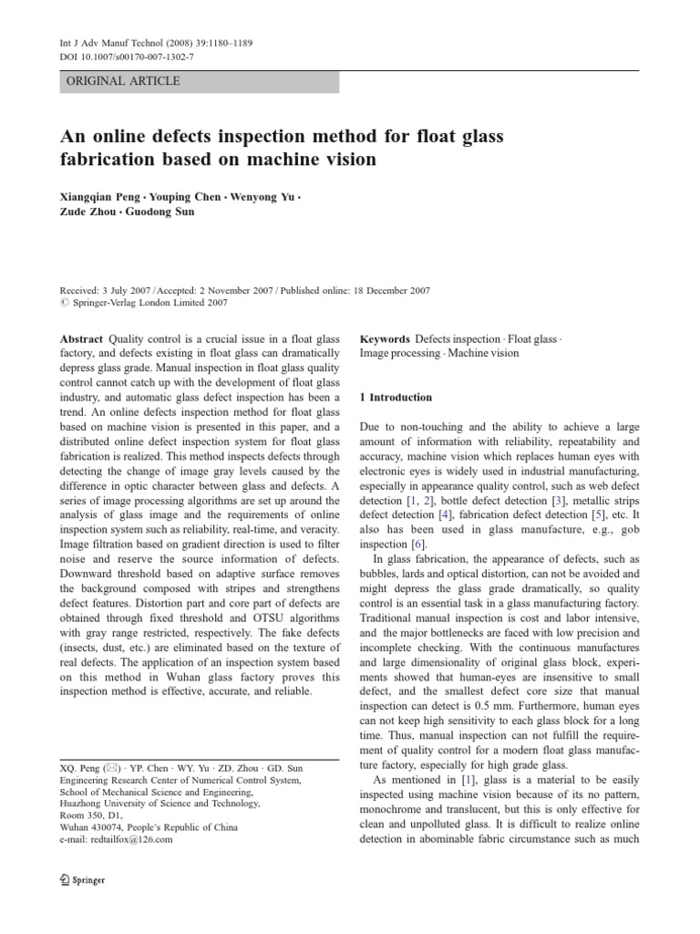 An Online Defects Inspection Method For Float Glass Fabrication Based ...