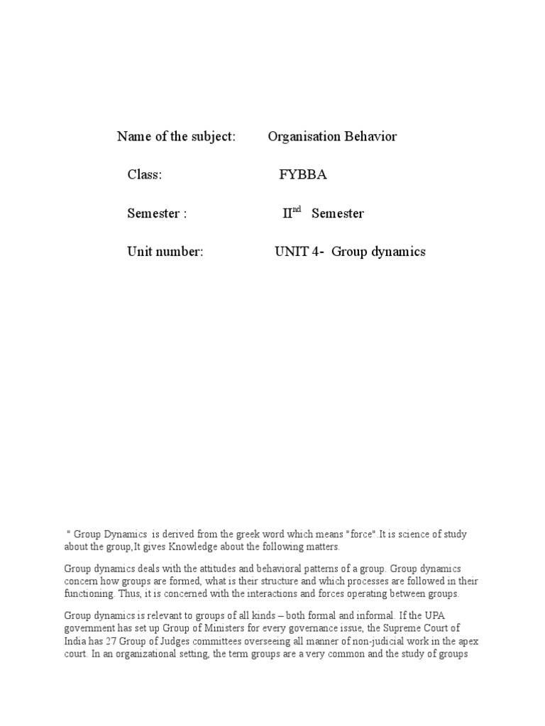 Understanding Group Dynamics in Organizations | PDF | Conformity ...
