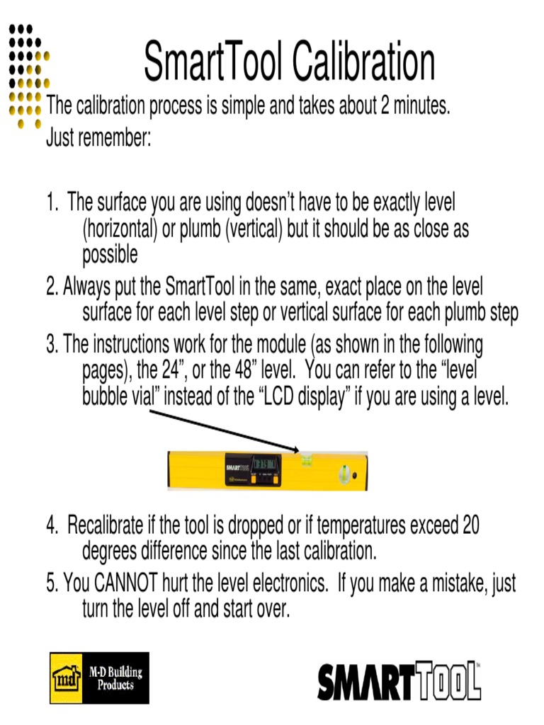 Smarttool Level Calibration Instructions PDF Electronics Nature