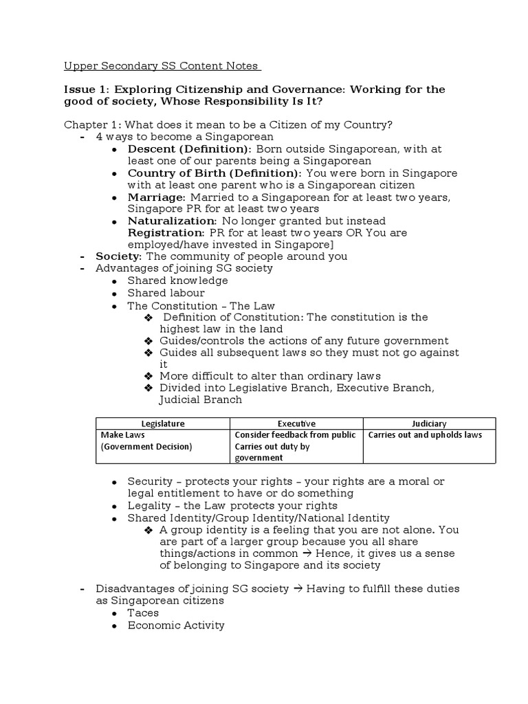Upper Secondary SS Content Notes | PDF | Social Institutions | Social ...