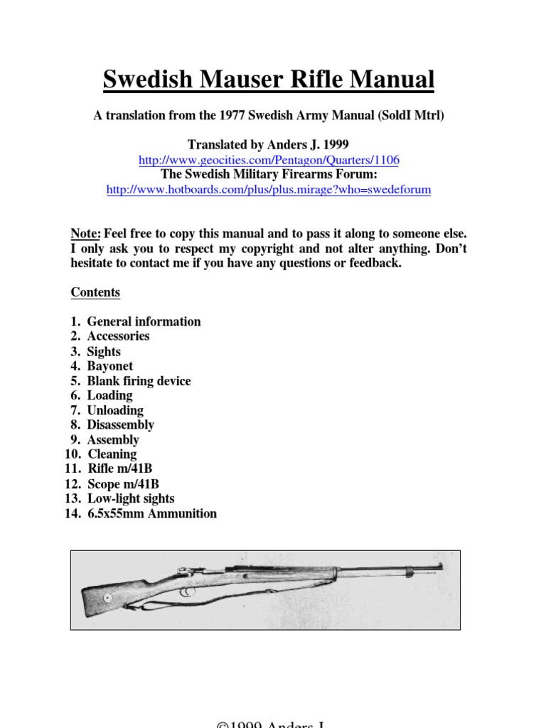 Mauser Manual k98 GEW98 m38m41bm96 PDF Telescopic Sight Rifle