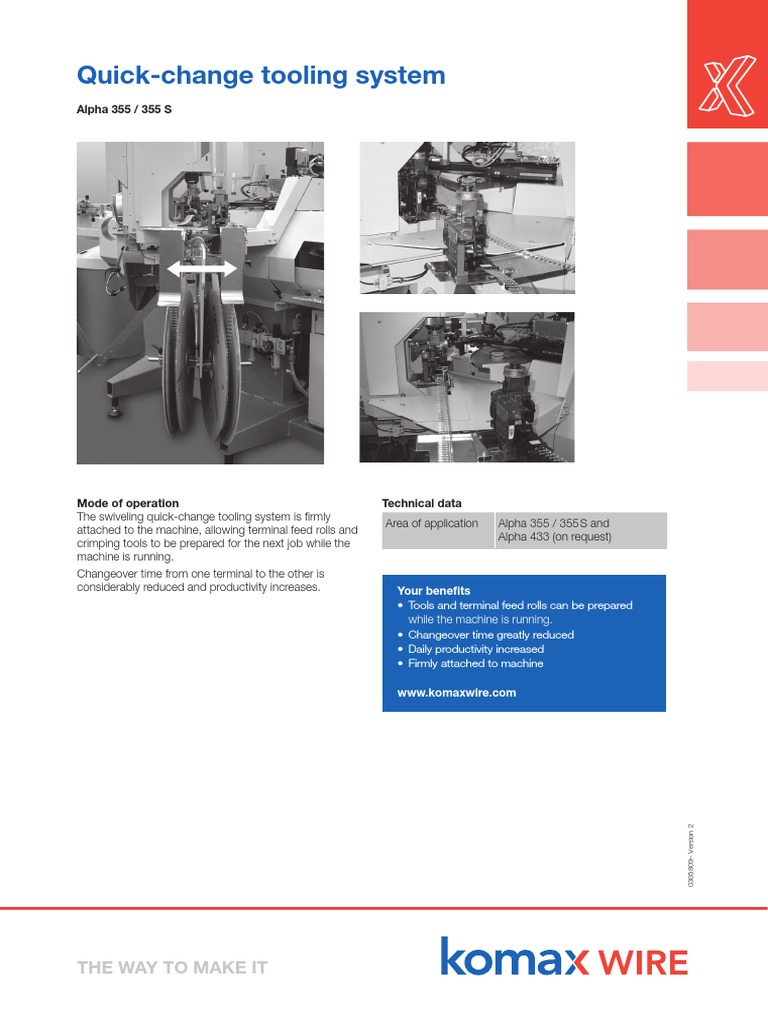 Quick Change Tooling System for Komax Wire Stripping Machines Increases
