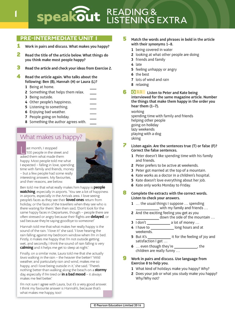 03 Speakout Reading Listening Extra Pre Intermediate With Key PDF