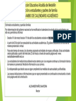 Comunicado a familias por cambio de calendario