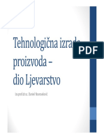 Tehnologična Izrada Proizvoda - Ljevarstvo - Uvod