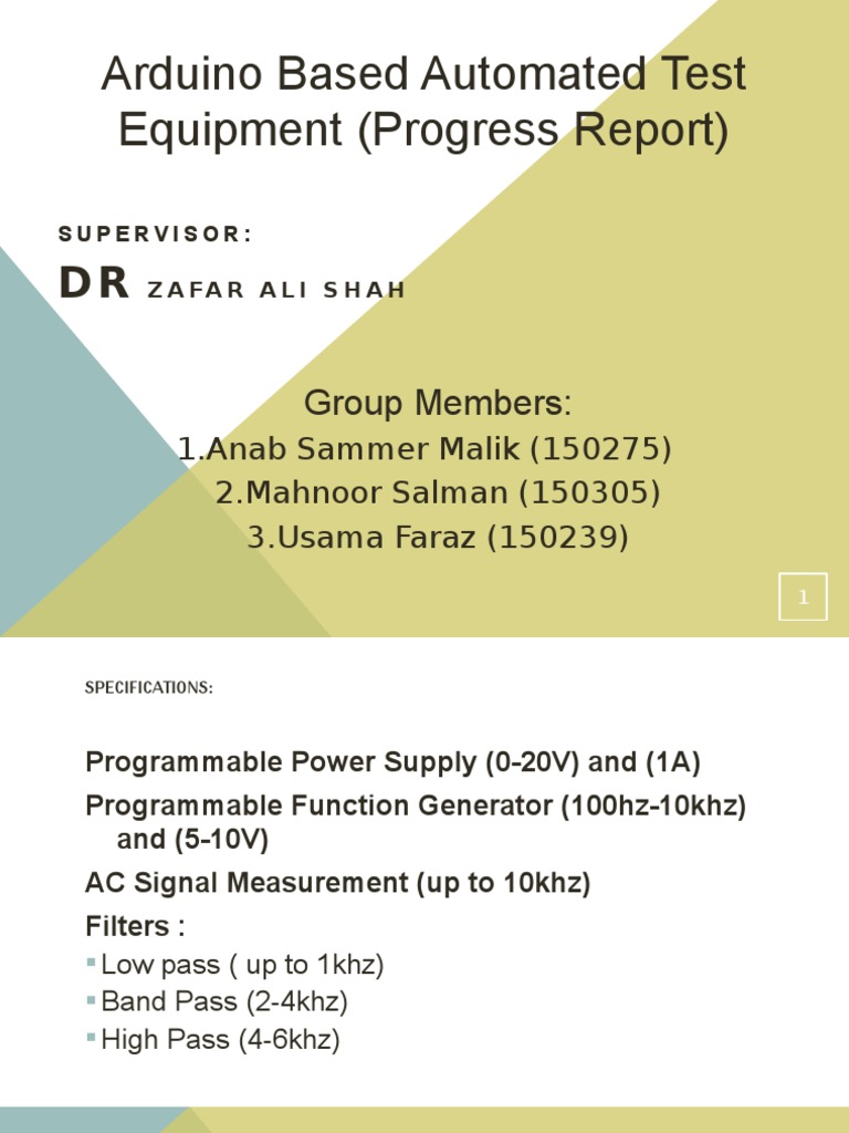 Arduino Based Automated Test Equipment (Progress Report) : Group ...