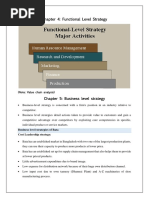 Chapter 4: Functional Level Strategy: (Note: Value Chain Analysis)