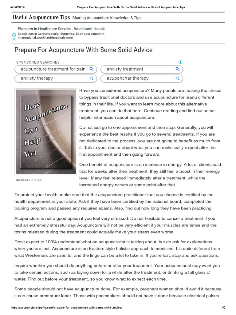 Essential Acupuncture Preparation Tips | PDF | Acupuncture | Physician