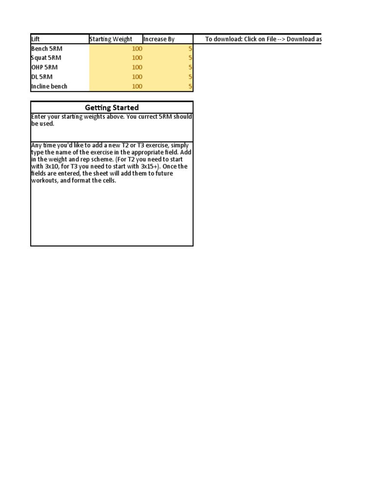GZCLP 3-Day Workout Template | PDF | Weight Training | Physical Exercise