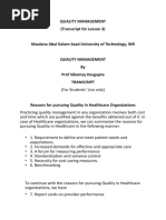 Transcript For Lesson 3 Quality Management