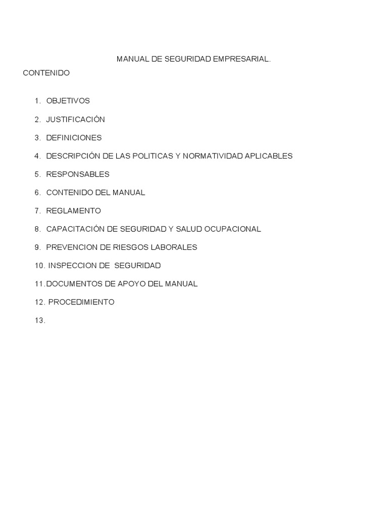 Manual de Seguridad Empresarial 2023 | PDF | Seguridad y salud ...