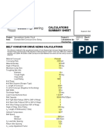 Calculations Summary Sheet: Belt Conveyor Drive Sizing Calculations