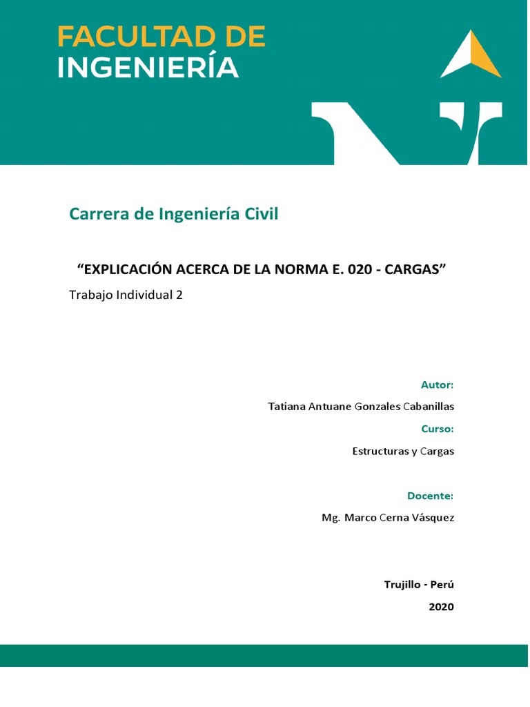 Explicación de la Norma E.020 - Cargas | PDF | Herida | Ingeniero civil