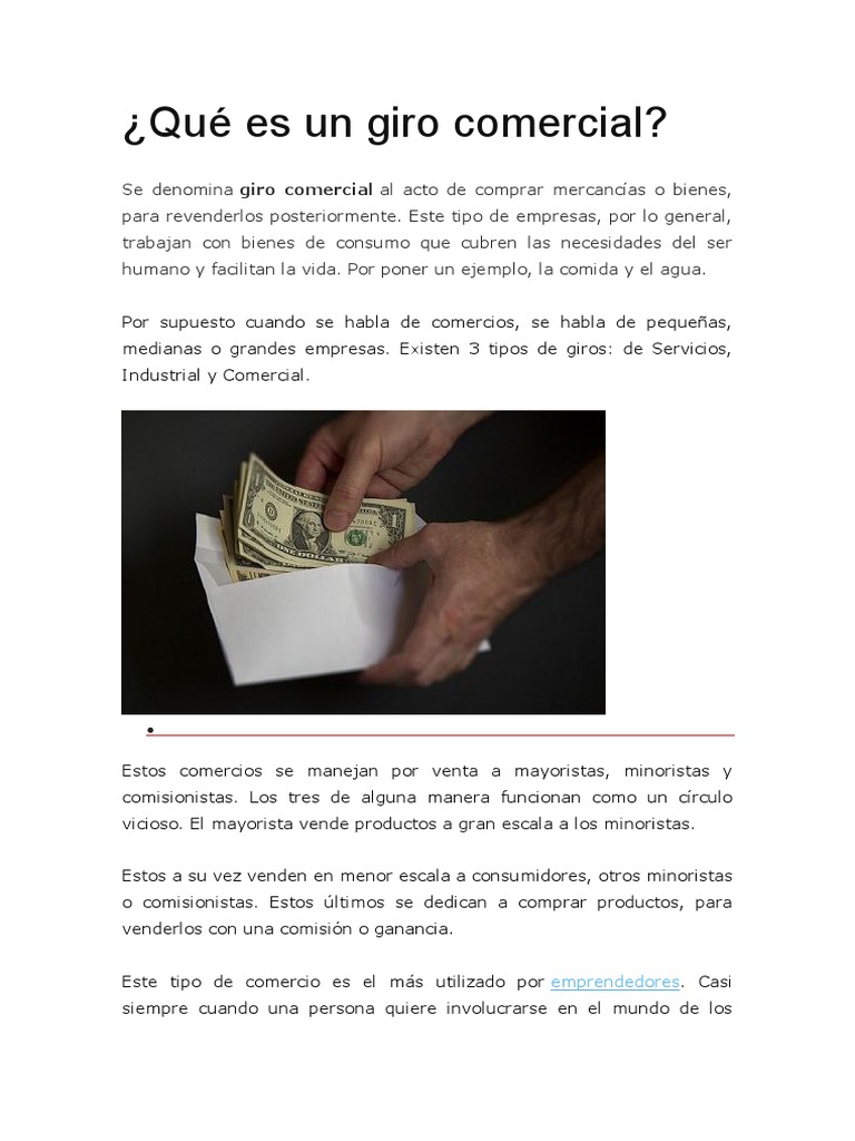 Qué Es Un Giro Comercial PDF PDF Al por menor Bienes
