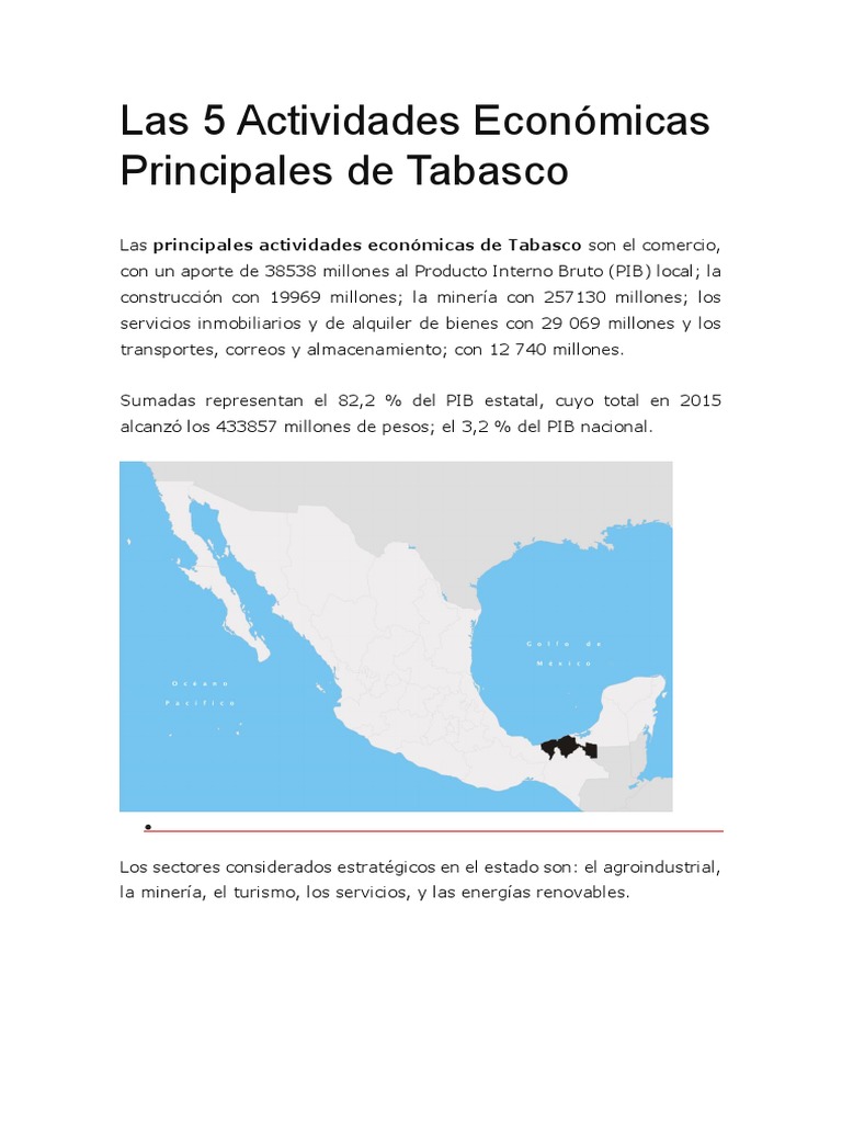 Principales Actividades Económicas en Tabasco | PDF | Petróleo ...