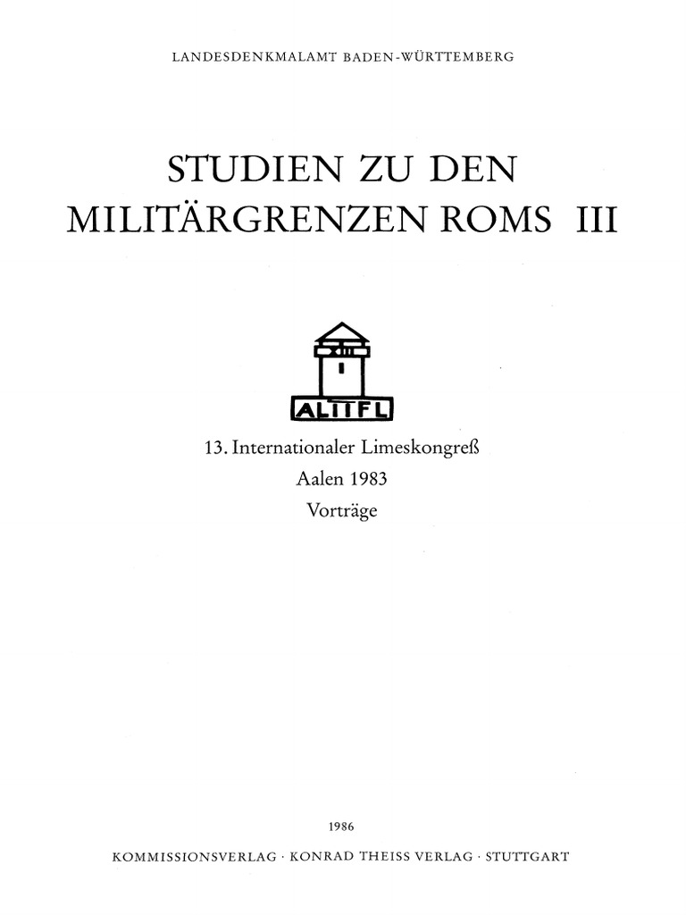 Unz C 1986 Studien Zu Den Militargrenzen Roms Iii Pdf Pdf