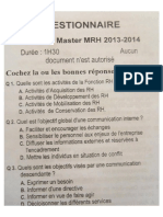 QCM Master MRH FP Beni Mellal Corrigé PDF