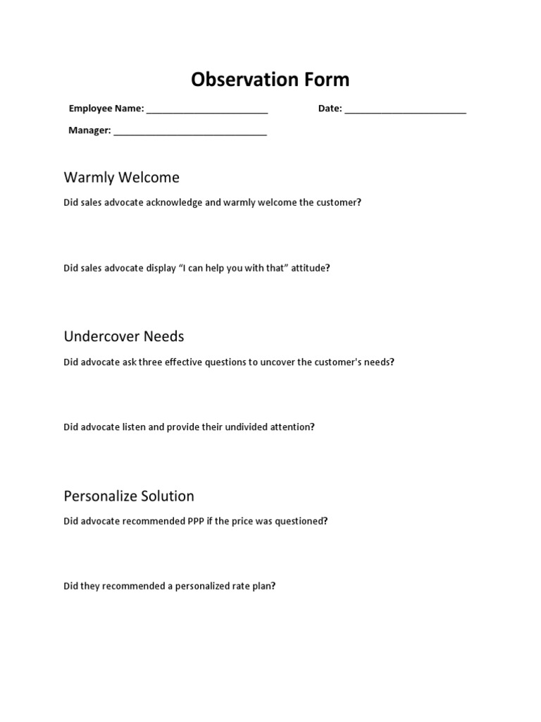Observation Form | PDF | Career & Growth | Self-Improvement