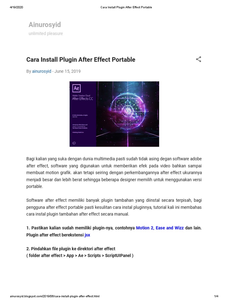 Instalasi Plugin After Effects Portable | PDF