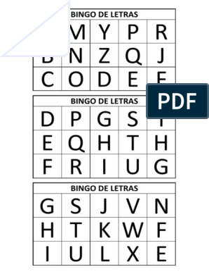 Bingo de Letras para Imprimir PDF