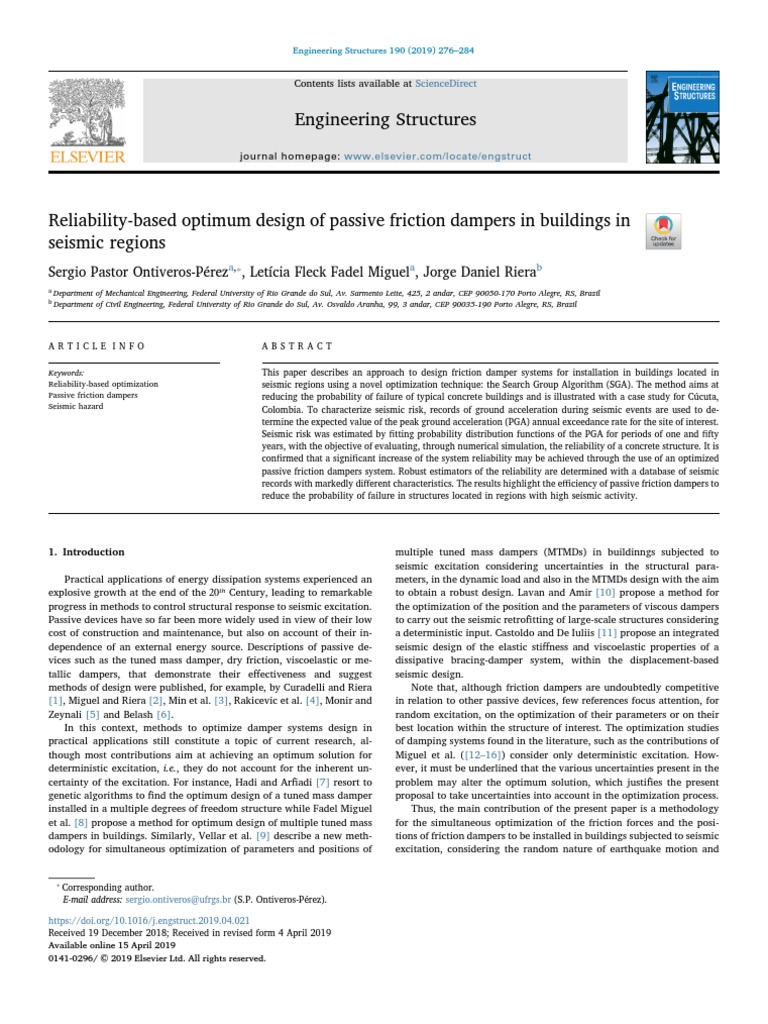 Engineering Structures Sciencedirect PDF Mathematical Optimization Force