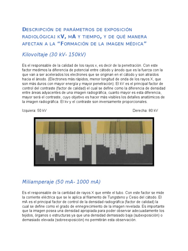 Descripción de Parámetros de Exposición Radiológica | PDF | Rayo X ...