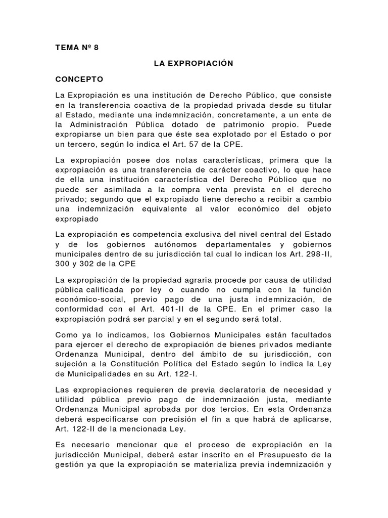 Expropiación: Concepto y Requisitos | PDF | Dominio eminente | Gobierno