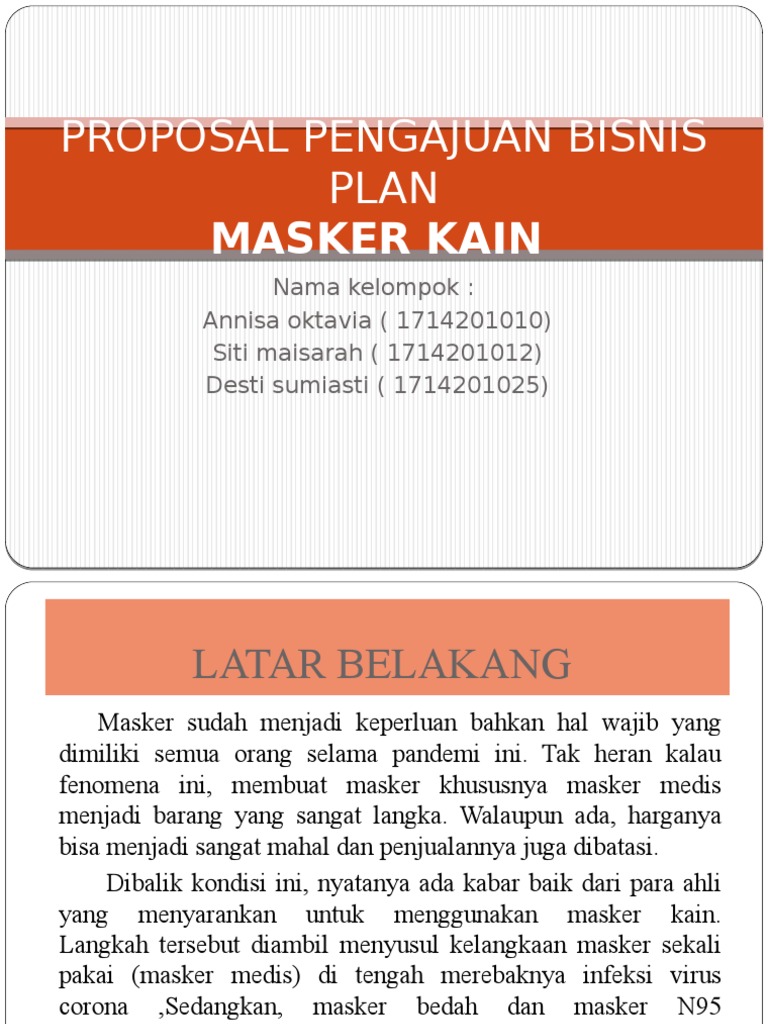 Proposal Usaha Masker Kain Download File Guru