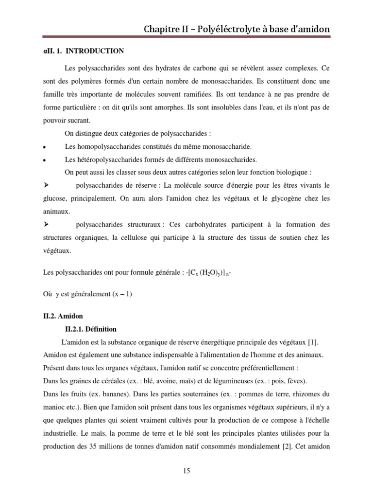 Définition et structure de l'amidon | PDF | Amidon | Cristallographie