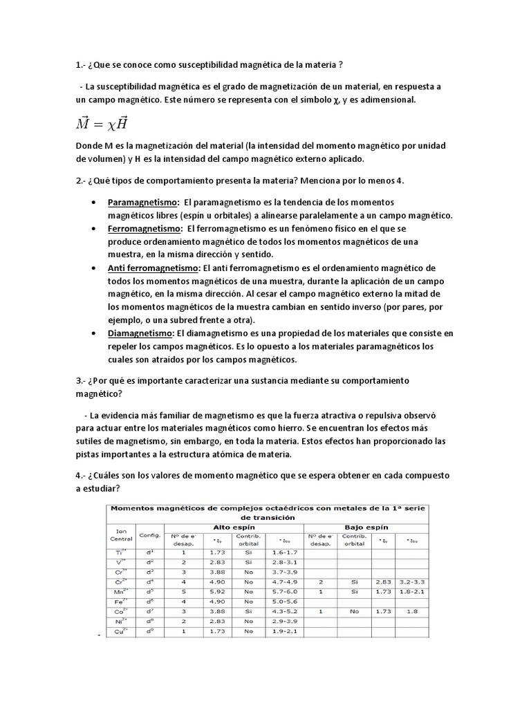 Susceptibilidad PDF PDF Campo magnético
