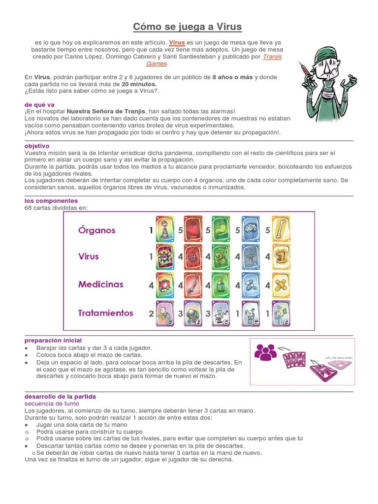 Instrucciones del juego Virus | PDF | Virus | Ocio