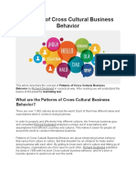 Patterns of Cross Cultural Business Behavior