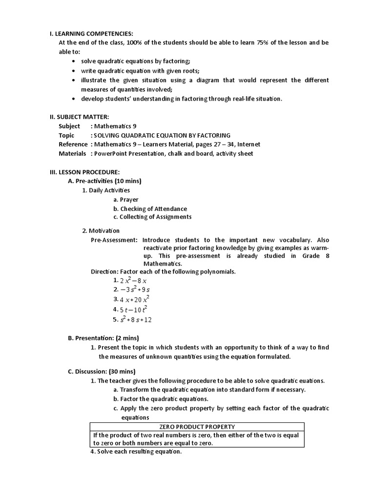 Quadratic Equations: Factoring Guide | PDF | Factorization | Equations