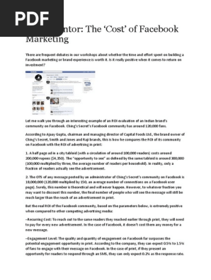 The Cost of Facebook Marketing