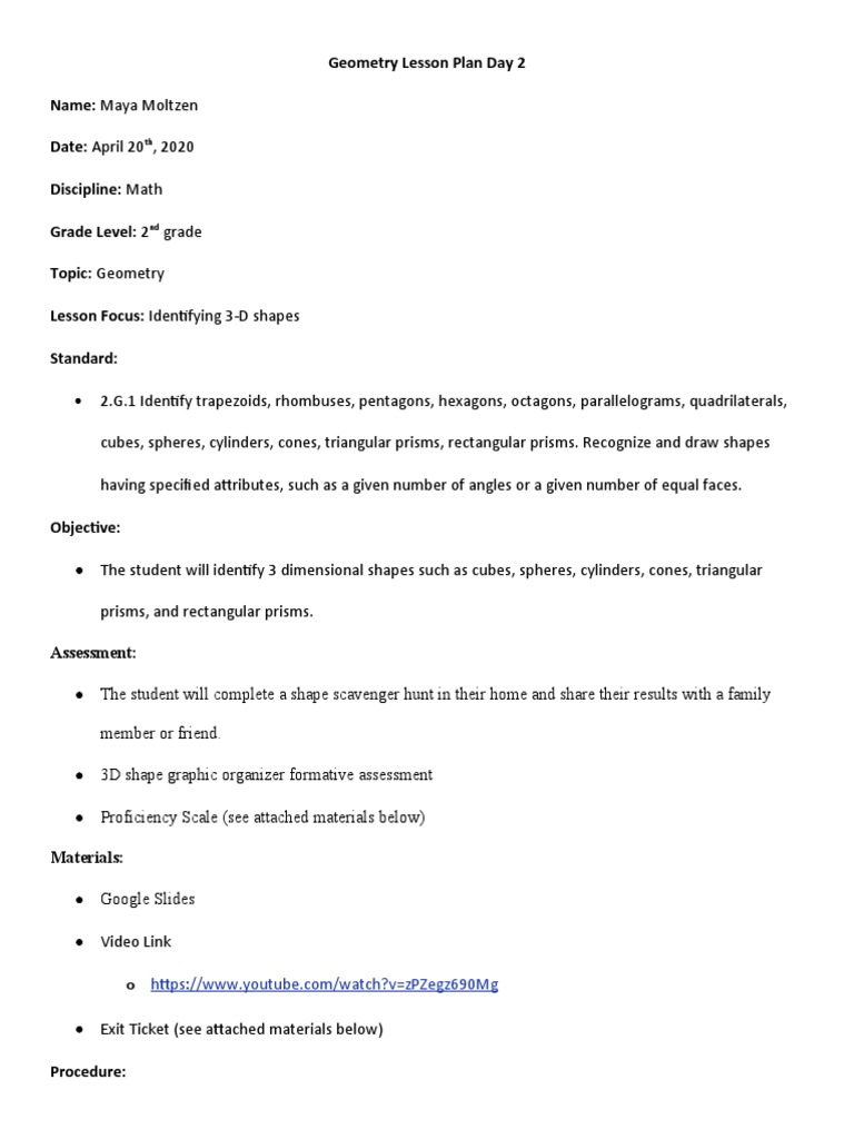 Online Math Lesson Plan 2 | PDF | Shape | Rectangle