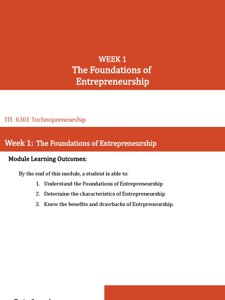 Foundations of Entrepreneurship Overview | PDF | Entrepreneurship ...