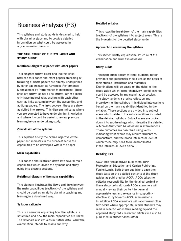 Business Analysis Study Guide (P3) | PDF | Strategic Management ...