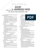 Solved General Awareness Paper: Civil Services Prelims Examination, 2004
