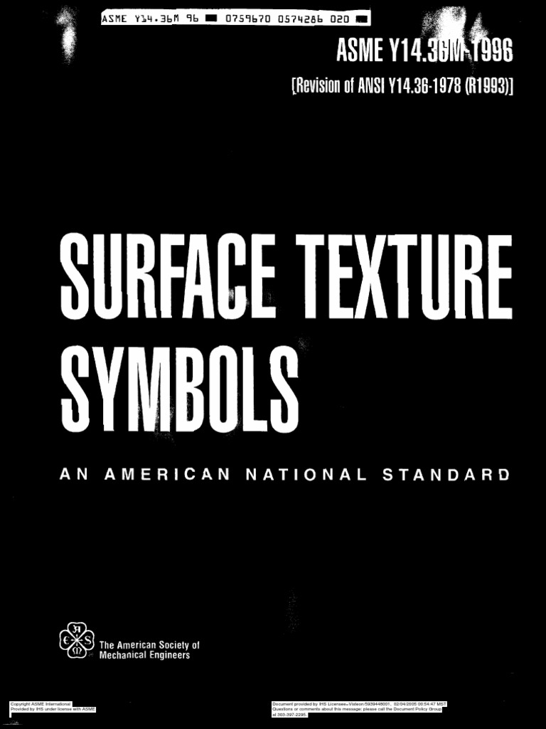 ASME Y14.36M (1996) Surface Texture Symbols PDF PDF Surface