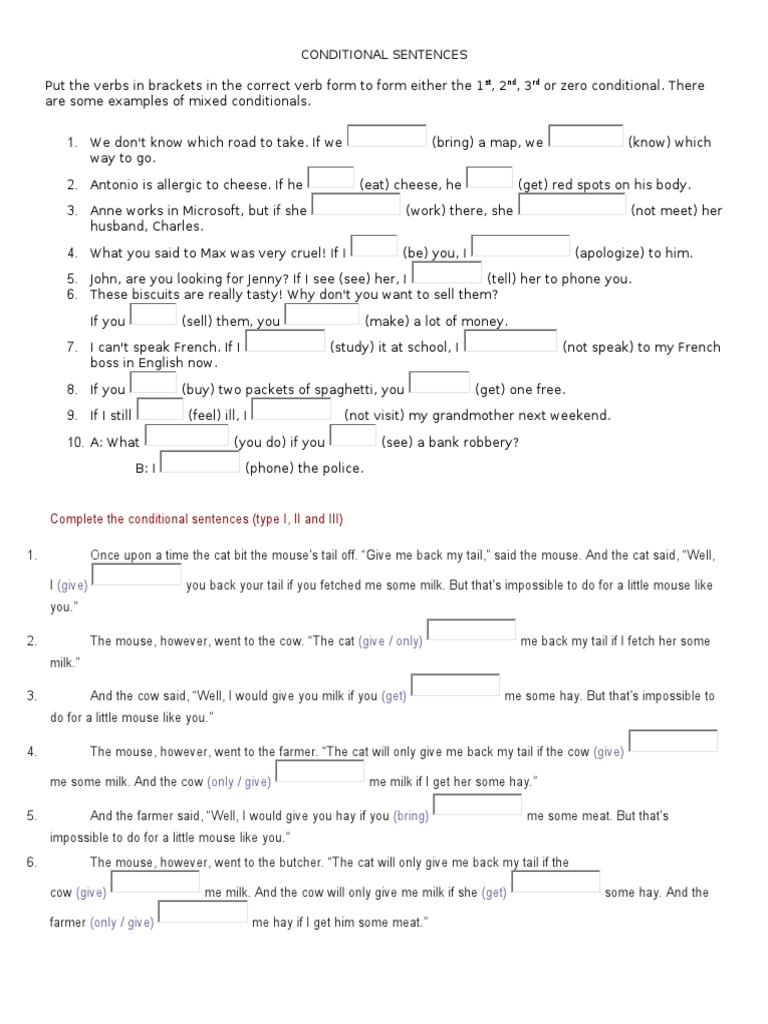 Conditional Sentences PDF Breads Foods