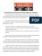 Pronunciamiento Del Parlamento de Pueblos Originarios en Argentina