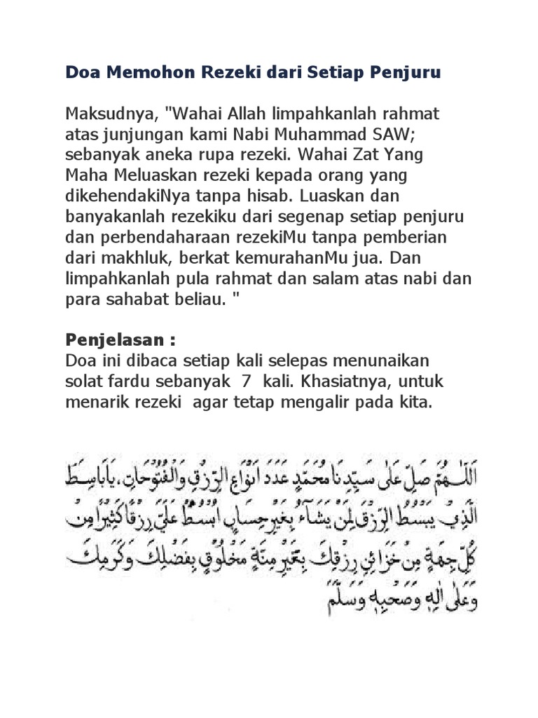 Doa Memohon Rezeki Dari Setiap Penjuru Pdf